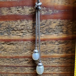 Teardrop Tied Pearl Sterling Silver Necklace